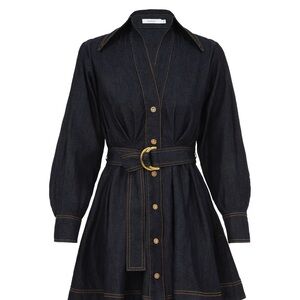 Zimmerman V-neck collared long-sleeved midi denim dress!